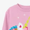 Mała Maven Baby Girl Odzież Maluch Jesień Bawełna Boże Narodzenie Animal Aplikacja Bluza Różowy Unicorn Sweter Dla Dzieciaka 2-7 lat 211223