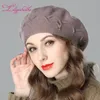 Liliyabaihe New Women Winter Hat Kick Boins, Caps mais recente decoração popular Cores sólidas Moda Lady Hat Y200102