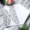 Nuovo Arrivo Silver Glitter Laser Cut Invito Biglietti per la festa di laurea di compleanno per la doccia da sposa da sposa Inviti2429100