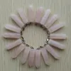 Assorted Natural Stone pink Quartz Pendants Point Charms hexagonal pillar pendant For DIY Jewelry Making Gemstones