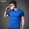 T-shirt homme 2021 été nouvelle vente chaude coton mercerisé tendance broderie mince haut décontracté de haute qualité rouge vêtements pour hommes 5XL G1229