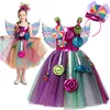 Dolce caramella ragazza vestiti estate bambini carnevale abito piccolo compleanno fantasia arcobaleno vestito tutu con fascia per capelli abito da festa per bambini 220310