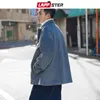 Lappster coreano bolso de inverno lã casaco de lã homens homens japoneses streetwear