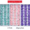 24 pièces de fleurs préservées Rose immortelle fête des mères bricolage mariage vie éternelle fleur matériel cadeau boîte de fleurs séchées entières Z1237m