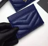 Mulher mini carteira caviar clipe de cartão de crédito masculino titular de cartão genuíno com box267q