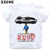 Chłopcy i dziewczęta Anime AE86 Włoska Dryc Dryf Koszulka Dzieci Fajne Wyznaczanie samochodów Odzież Enfant Summer White T-shirt G1224