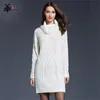 winter weißes turtleneck pullover kleid