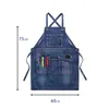 Cowboy Solid Denim Pocket Hairdresser Apron Cooking Coffee Pinafore House Cleaning Canvas Master For Kitchen Accessories 211222