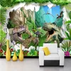 Papier peint Mural personnalisé 3D dessin animé dinosaure salon TV fond mur chambre d'enfants Photo toile de fond