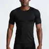2021紳士服ジムティークイック乾燥スポーツランニング通気性半袖OネックTシャツ屋外トレーニングストレッチTシャツフィットネスブラックホワイト