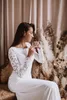 Rustikales Spitzen-Hochzeitskleid mit langen Ärmeln, A-Linie, Juwelenausschnitt, romantische weiße Land-Brautkleider, bodenlang, Vestidos de Novia, maßgeschneiderte Brautkleider 2022