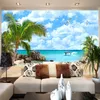 Praia Mediterrânea Seascape Foto Papel de Parede Restaurante Sala de estar Countdrop Fotomural 3D Não-tecido Decoração de Casa Papel de Parede