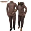 カップル女性の2部のセットと男性のトラックスーツダッシュ衣装のシャツとパンツのスーツAfripride A20C001 201119のためのアフリカの服