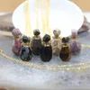 Charms Natural Obsidian Faceted Perfume Bottle Pendants Necklaces Pink Tourmaline Quartz Essential Oil Diffuser Vial Jewelry225n