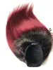 Burgundy Ombre Human Hair Ponytail 페루 처녀 직선 클립 클립 클립 내 확장 확장 어두운 뿌리 1B 99J 드로 스트링 포니 테일 FA8609588