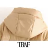 Traf Women Fashion Thick Warm Faux Leather Padded Jacket Coat Vintage Long Sleeve LooseMemaly Outerwear Chic Tops 201027