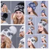 Kadınlar Pom Beanie örme şapka yılbaşı kar tanesi Hairball kış şapka Noel şapka 20 stil T2C5294 harmanlanmış