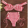 Cintura alta biquíni mulheres swimwear push up swimsuit listrado dois pedaços biquíni conjunto halter maiô traje de banho terno fêmea t200708