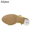 Eilyken Plus Größe 35-42 Kristall Spike Heel Damen Sandalen Offene spitze Gladiator Schmale Band Strap High Heels Sandalen Sommer Frauen 1010