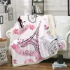 Eiffeltower Couple Throw BlanketﾠPink Paris for Girls Lovers Sherpa Fleece Soft Cosy Bed Sofa Blanket 201222