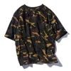 Fashion-Herren Camouflage Kurzarm T-Shirts Rundhalsausschnitt Lose Skateboard Tees Homme Sommer Top