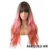 Harajuku Pink Brown Lolita Wig Long Two Colors Realistic Cosplay Wigs With Bangs For Women Wavy Wigs Synthetic Hair