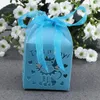 Gift Wrap 100 Pcs Wedding Favor Boxes Hollow Out Craft Paper Box For Gifts Candy Sweets (Blue)