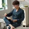 Summer Satin Silk Pajamas For Men Long Sleeve Sleepwear Men Thin Nightwear Homewear For Male Pj Set 2020 Fashion Pijama Hombre LJ201112