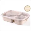 3 Grid Wheat ST Lunch Box Microwave Bento Quality Health Natural Student Portable Food Stailware Drop Droder 2021 Другие детские кормы