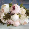 Style européen Faux Artificielle Pivoine Soie Décoratif Fleurs De Fête Pour La Maison Hôtel Bureau De Mariage Jardin Décor Rose Fleurs LJ200910