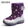 SKHEK 2020 New Kids Bottes d'hiver Doublure en laine chaude Chaussures confortables pour enfants Garçons et filles à la mode Bottes pour la taille Eur 27-32 LJ201029