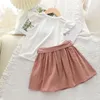 Leuke Meisje Kleding Sets Ice Cream Fly Sleeve Top + Riem Rok Tweedelig Rok Set Baby Meisjes Zomer Casual Outfits M4055