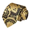 Båge slipsar män slips guld paisley bröllop slips för ring silke uppsättning hanky manschettknappar Dibangu designer företag jz03-71921