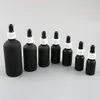 Mini Matte Black Glass Dropper Bottle perfume e liquid Esstenial Oil Sample Bottles Vials 5ml 10 15 20 30 50 100 ml 500pcs