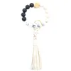 36 couleurs de qualité alimentaire perles acryliques glands Bracelet porte-clés en bois perle Bracelets porte-clés PU gland Anti-perte porte-clés