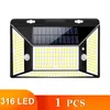 316 LED Lampade solari super luminose Outdoor Solar Powered IP65 Impermeabile Doppio sensore di movimento PIR Lampione per Garage da giardino