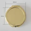 Round Logo Engraved Gold Metal Double Side Compact Mirror