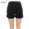 Liooil 2020 Summer Tassel Denim Shorts Noir Blanc Rouge Maigre Taille Haute Short Bouton Poches Casual Femmes Blanc Jean Shorts LJ200815