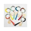 Cross-border Food Grade Silicone Bead Bracelet Tassel Blank Disc Keychain Female Multicolor Optional