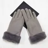 レザーウィンターフィンガースキーグローブタッチスクリーン女性手袋厚いスポーツスキー手袋ソリッドカラー暖かいソフト良い品質DHL