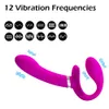 Via vibrante Silicone Strap senza spalline su Dildo Doppia Penetrazione Vibratore Butt Plug Toy Sex Toy for lesbian