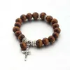 Houten Kralen Metalen Kruis Hanger Armbanden Voor Vrouwen Mannen Mode Lucky Sieraden Jesus Charm Yoga Armband Man Gift