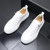 New Men's Flats Shoes Fashion White Blue Casual Trend Low Help Men Comfortable Safety non-slip Leather Loafers