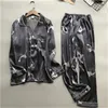 Men Daeyard Silk Pama Set Spring Summer Soft Long Sleeve shirts en broek Pyjama Sleepwear Casual Home Deskleding Plus Size Suit 201109