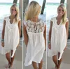 Lace Patchwork Dress Bohemia style lace womens Chiffon casual beach Miniskirt loose summer tulle dress covering bikini Lady sundress plus size