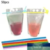 50pcs Clear Drink Pouches Bags Smoothie Bags Reclosable Zipper Heavy Duty Hand