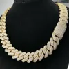 20 mm Diamond Miami Prong Cuban Link Choker Naszyjnik Bracelety 14K biały złoto lodowata lodowata biżuteria z cyrkonią 7 cali 24 cala C282x