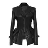 Women Jacket Black Gothic Faux Leather PU Jacket Women Winter Spring Motorcycle Black Faux Goth Leather Coats