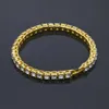 2020 Mens Diamond Iced Out Tennis Chain Jewelry Bracelet com pulseira de corrente de ouro preto prateado 5mm291c