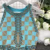 Amolapha Woman Summer Bohemian Style Geometric Pattern Knitted Beach Dresses Knit Halter Sleeveless Long Dress Vestidoes Y0118